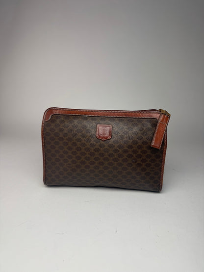 Pochette vintage Celine Paris en cuir monogramme marron