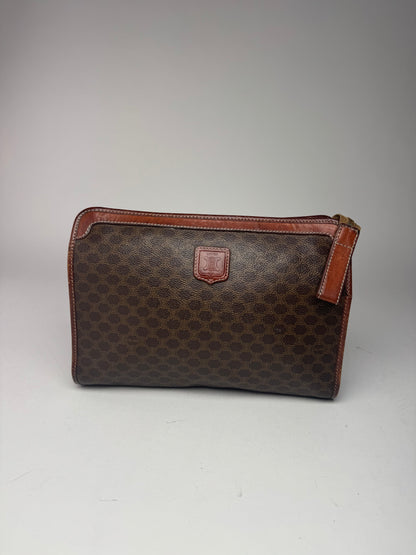 Pochette vintage Celine Paris en cuir monogramme marron