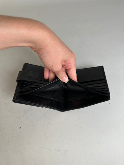 Vintage Gucci Textured Leather Wallet Black Silver