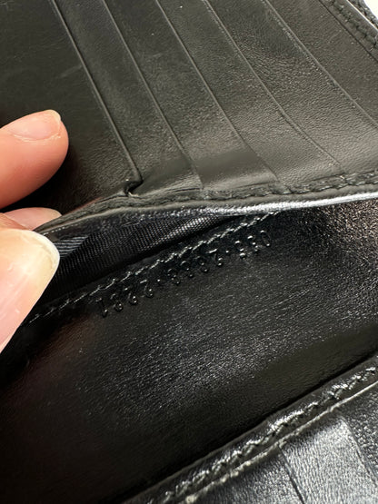 Vintage Gucci Textured Leather Wallet Black Silver