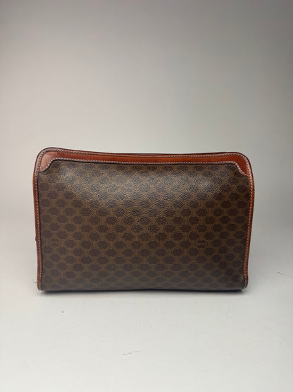 Pochette vintage Celine Paris en cuir monogramme marron