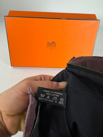 Vintage Hermes Canvas Clutch Purple Black