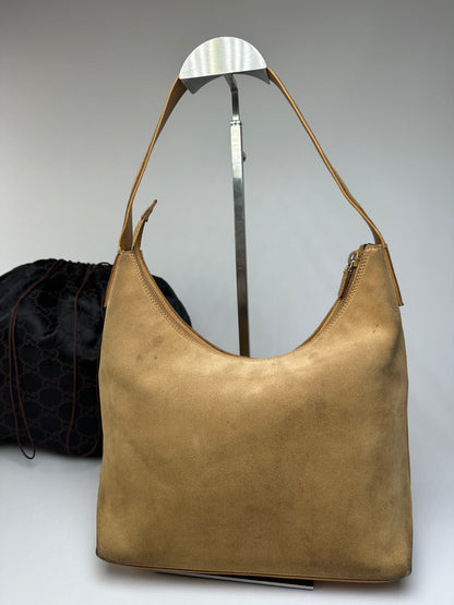 Vintage Gucci Suede Leather Hand Bag Brown