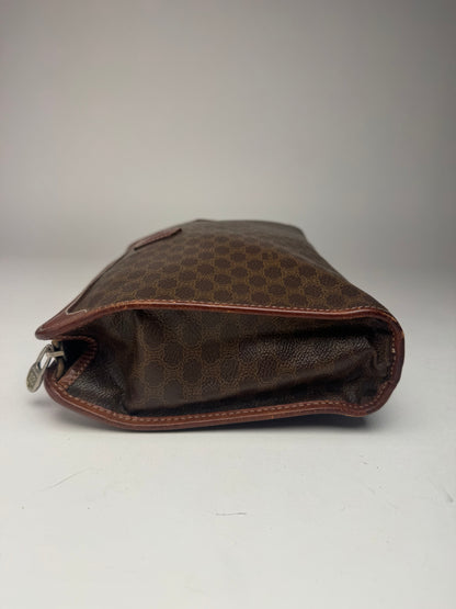 Pochette vintage Celine Paris en cuir monogramme marron