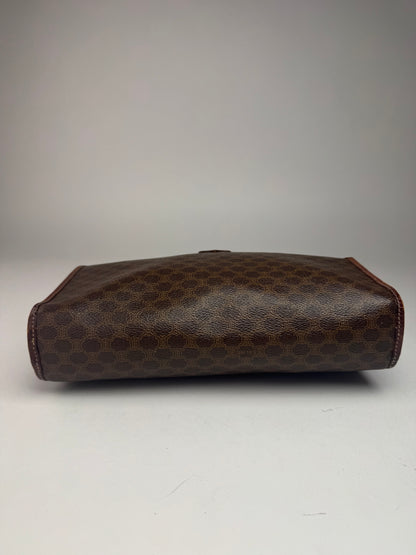 Pochette vintage Celine Paris en cuir monogramme marron