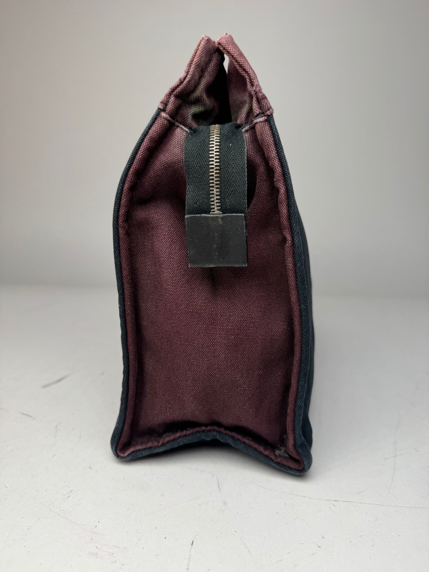 Vintage Hermes Canvas Clutch Purple Black