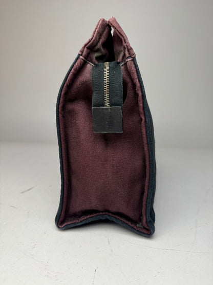 Vintage Hermes Canvas Clutch Purple Black