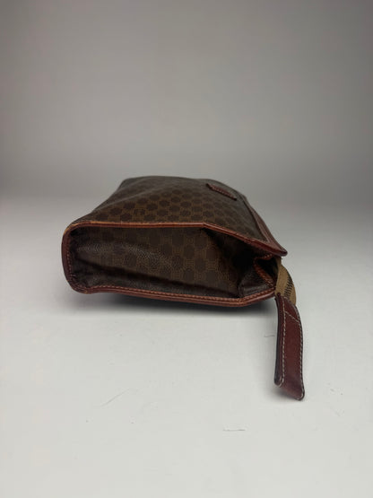 Pochette vintage Celine Paris en cuir monogramme marron