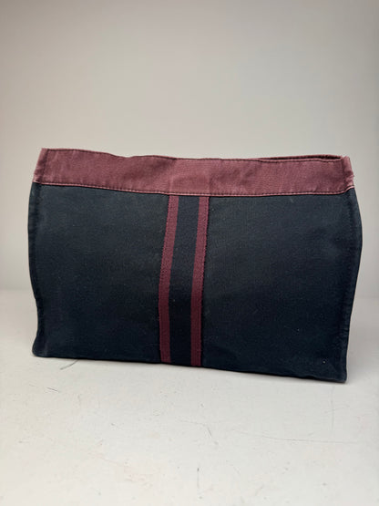 Vintage Hermes Canvas Clutch Purple Black