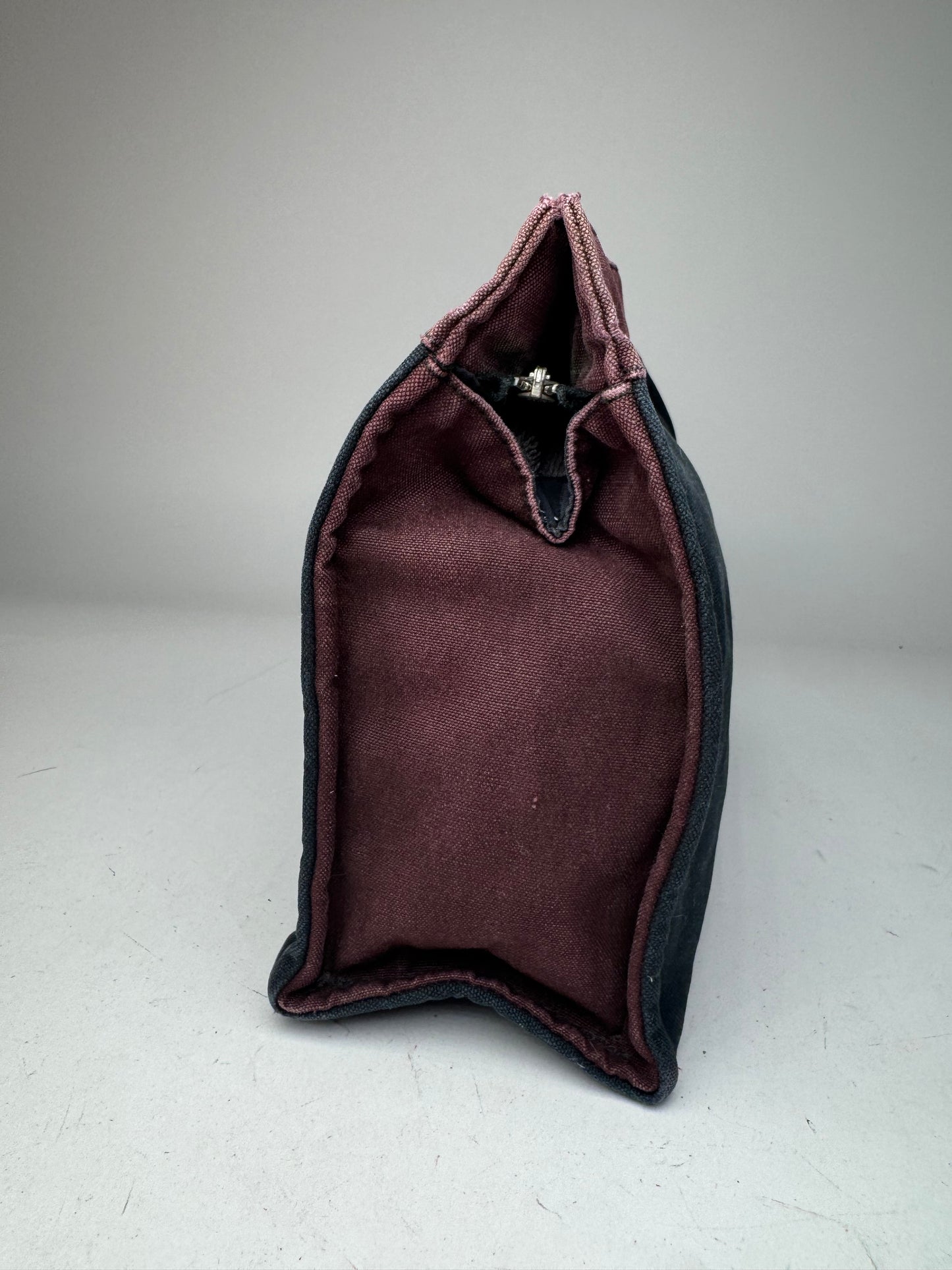 Vintage Hermes Canvas Clutch Purple Black