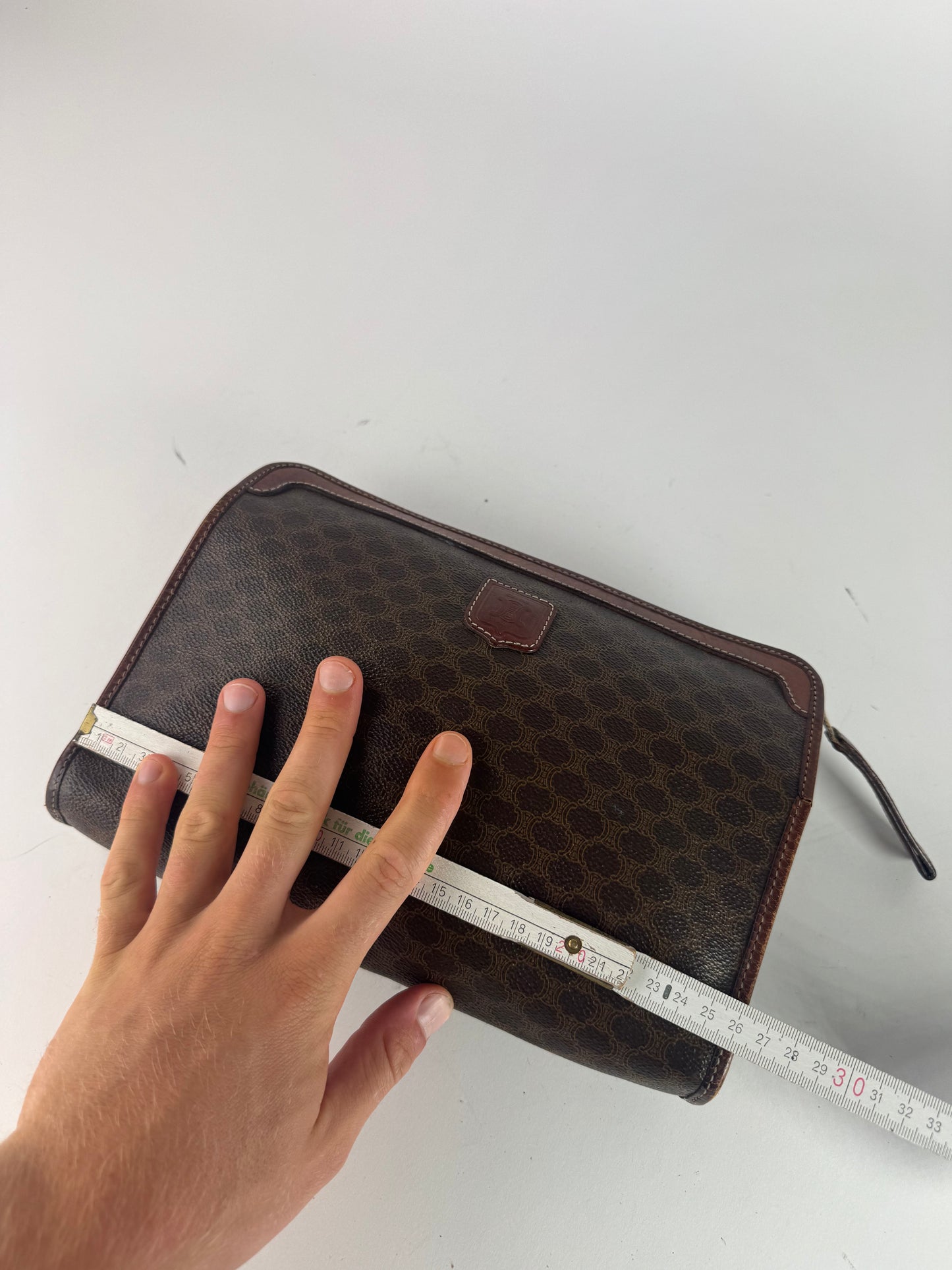 Pochette vintage Celine Paris en cuir monogramme marron