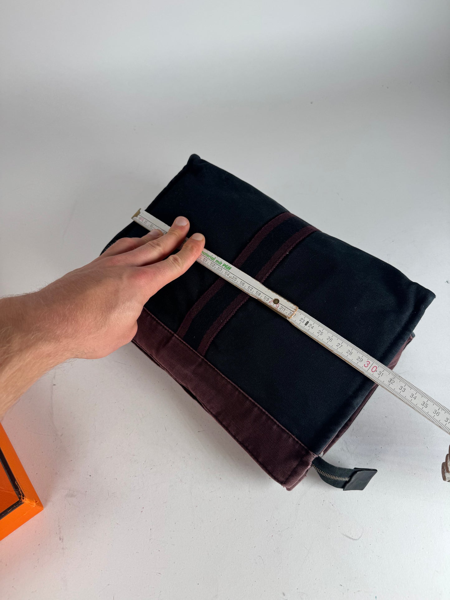 Vintage Hermes Canvas Clutch Purple Black