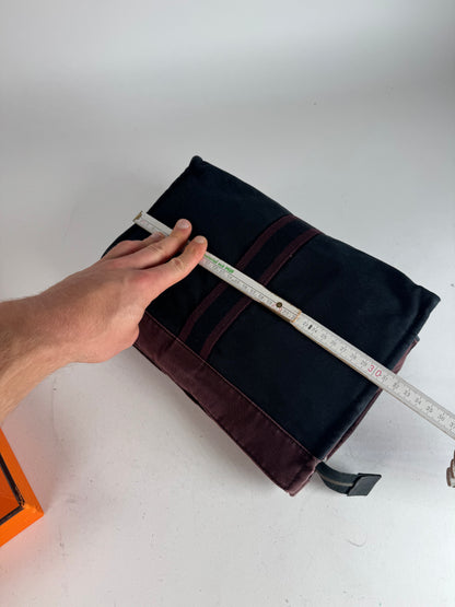 Vintage Hermes Canvas Clutch Purple Black