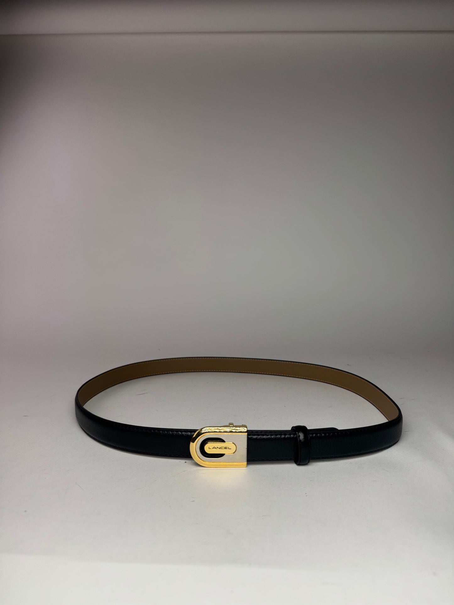 Vintage Lancelot leather belt black