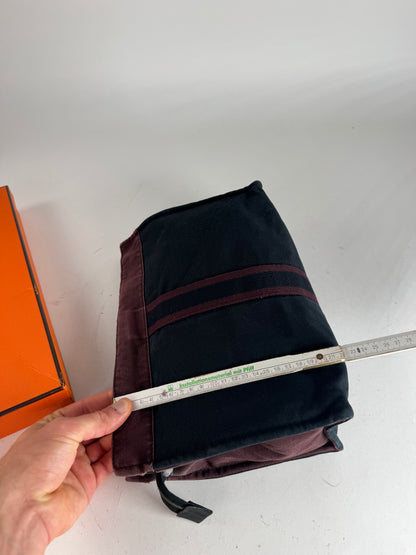 Vintage Hermes Canvas Clutch Purple Black
