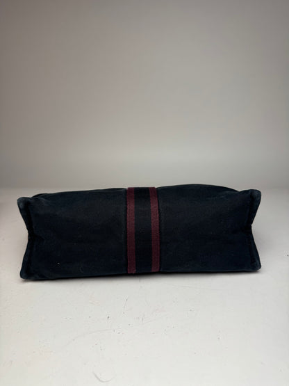 Vintage Hermes Canvas Clutch Purple Black