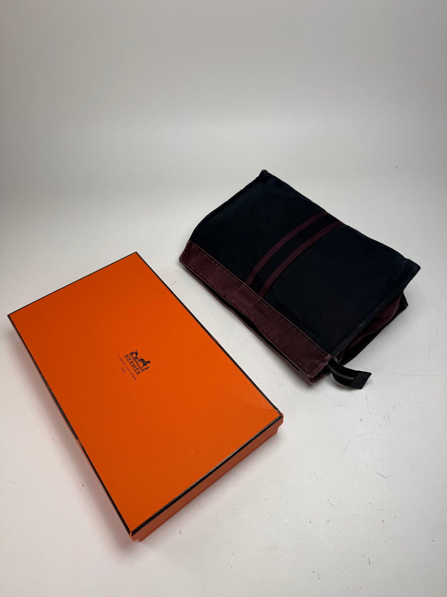 Vintage Hermes Canvas Clutch Purple Black