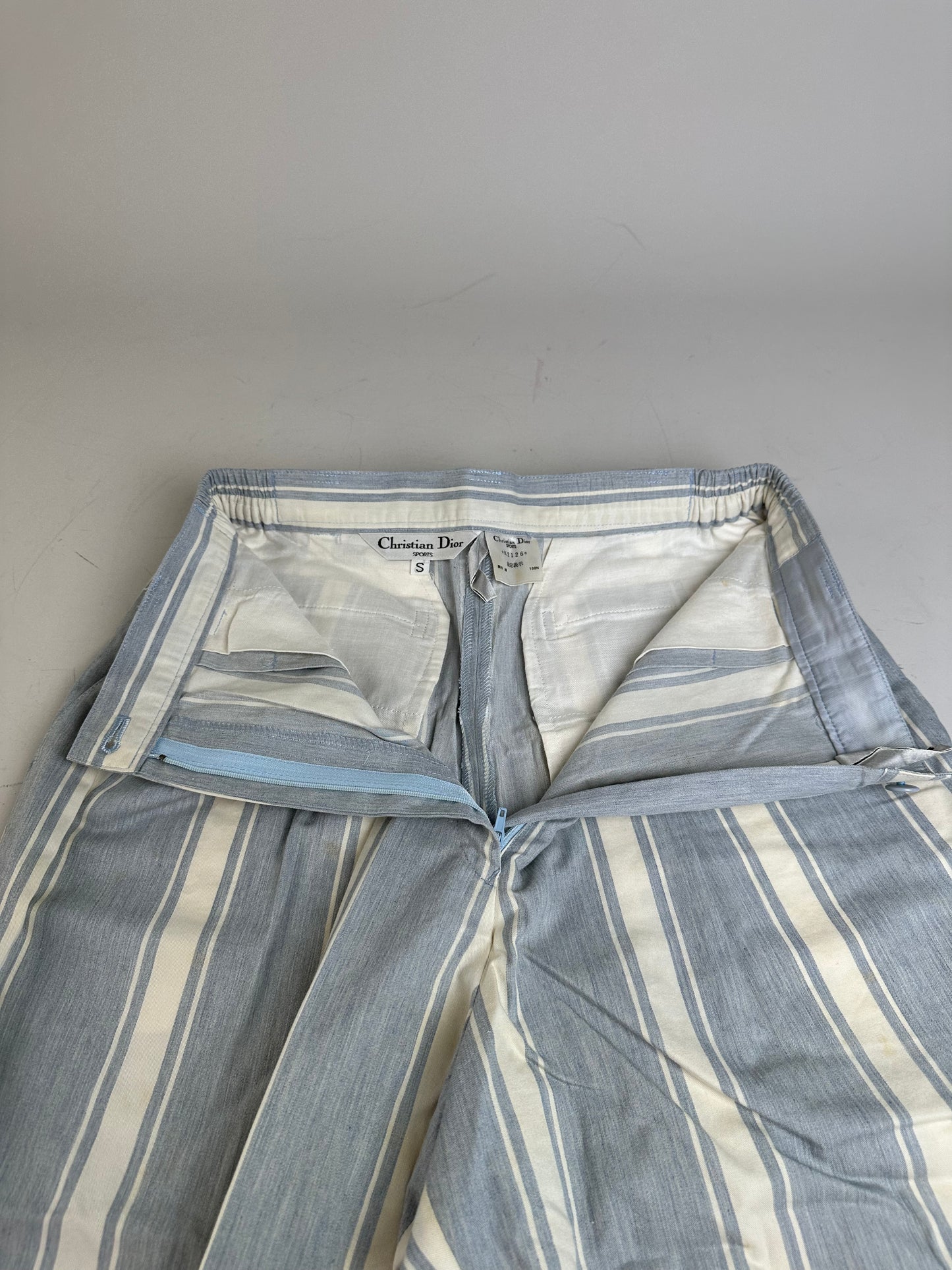 Vintage Dior Cotton Trousers Light Blue White S