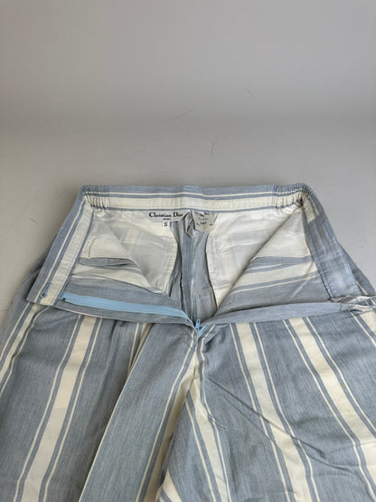 Vintage Dior Cotton Trousers Light Blue White S