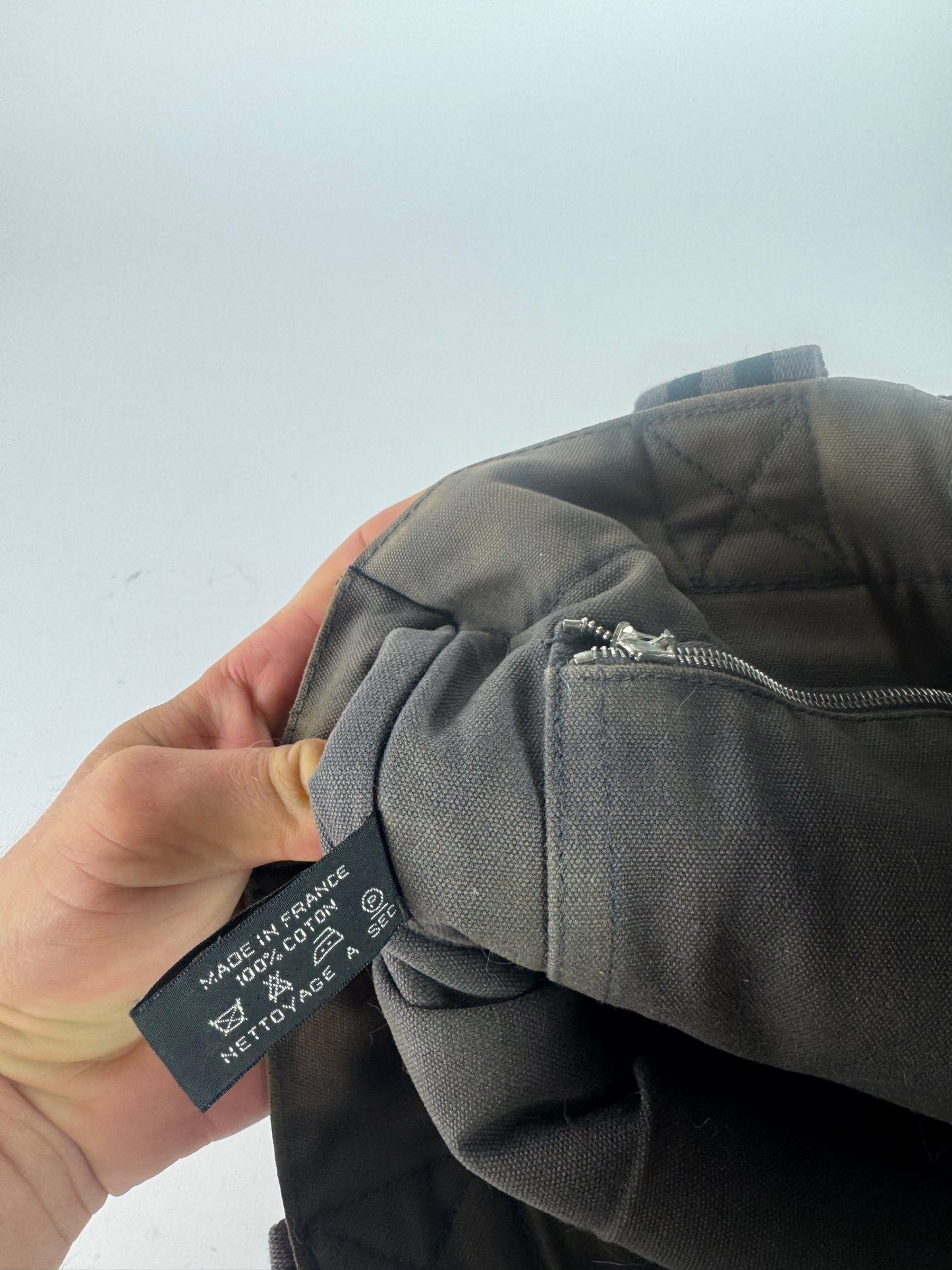 Mini sac fourre-tout vintage en toile Hermès gris