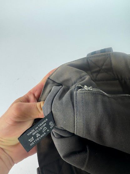 Mini sac fourre-tout vintage en toile Hermès gris