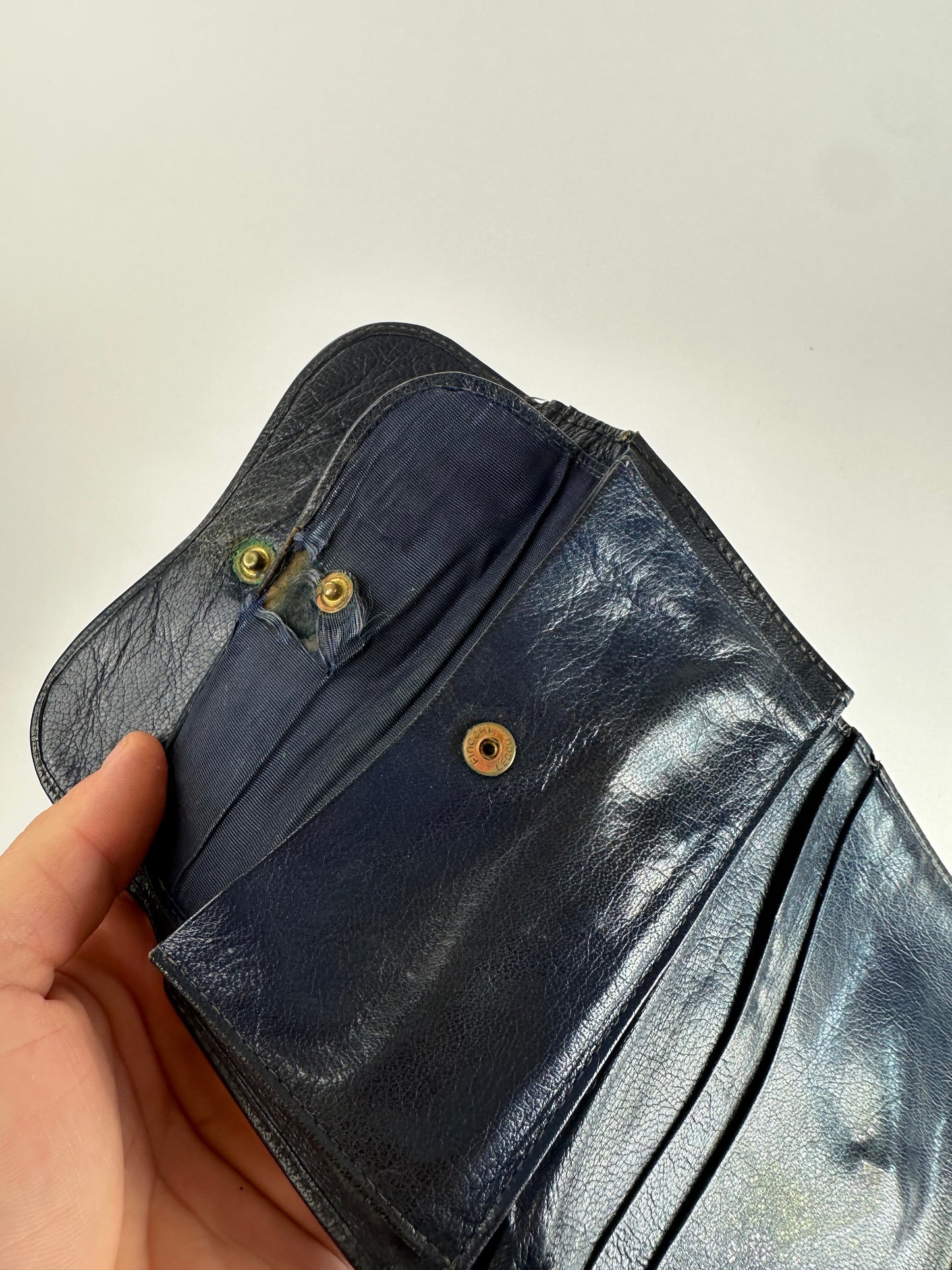 Vintage Celine Paris Triomphe Leather Wallet Black