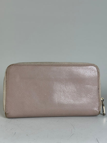 Vintage Chloe Pebbled Leather Zip Wallet Blush Pink Silver