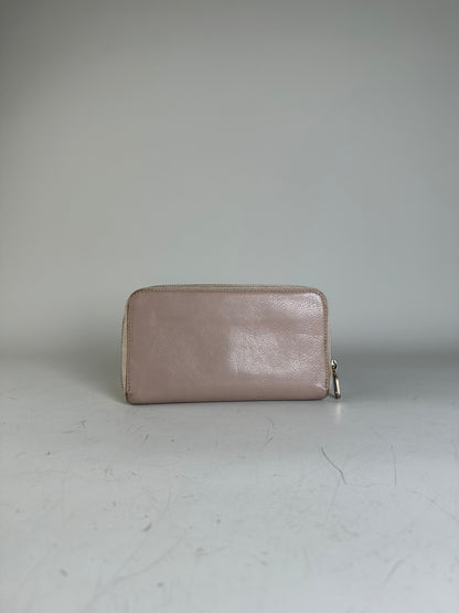 Vintage Chloe Pebbled Leather Zip Wallet Blush Pink Silver