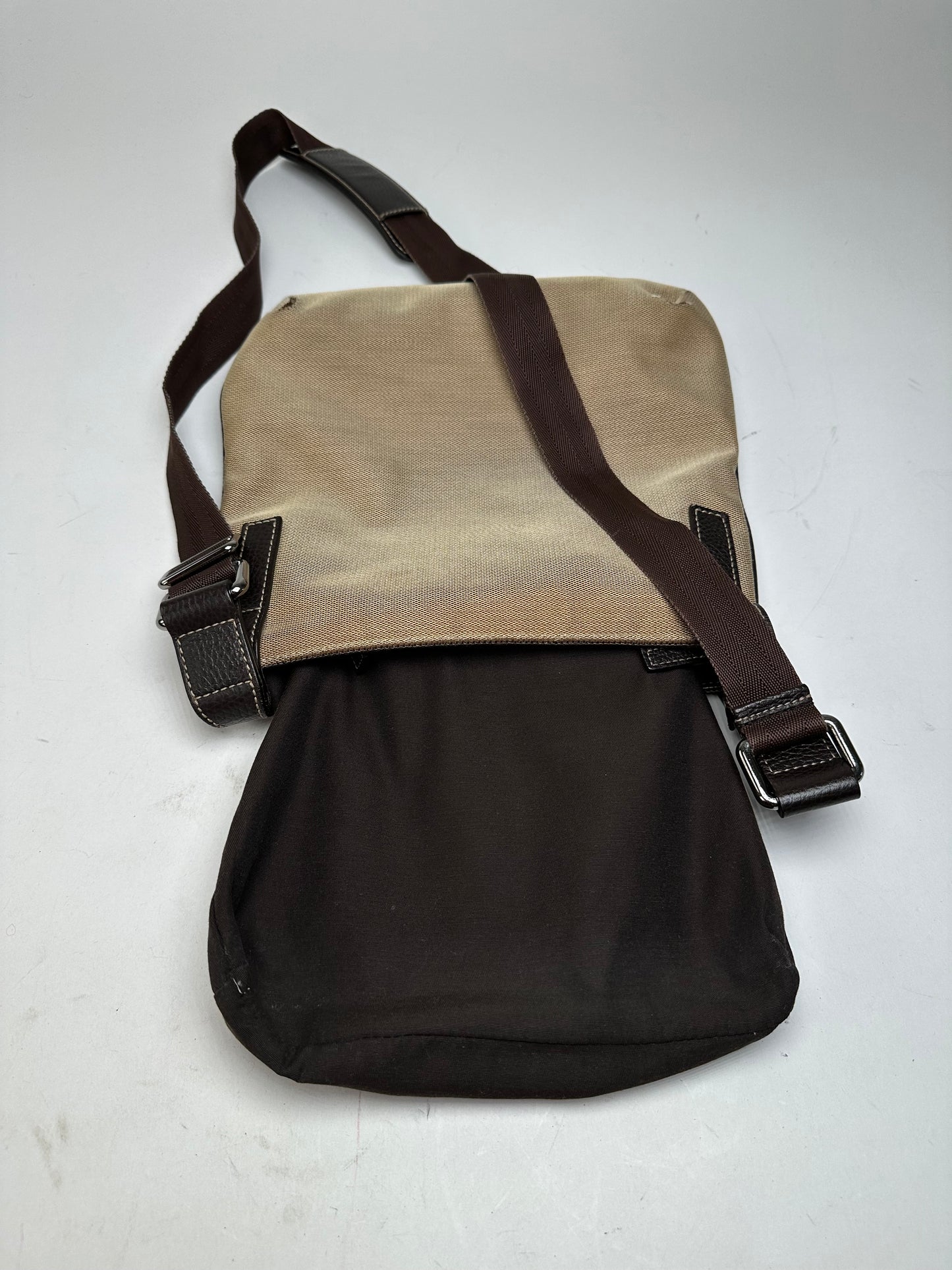 Vintage Gucci Cotton Shoulder Bag Beige Brown