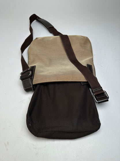 Vintage Gucci Cotton Shoulder Bag Beige Brown