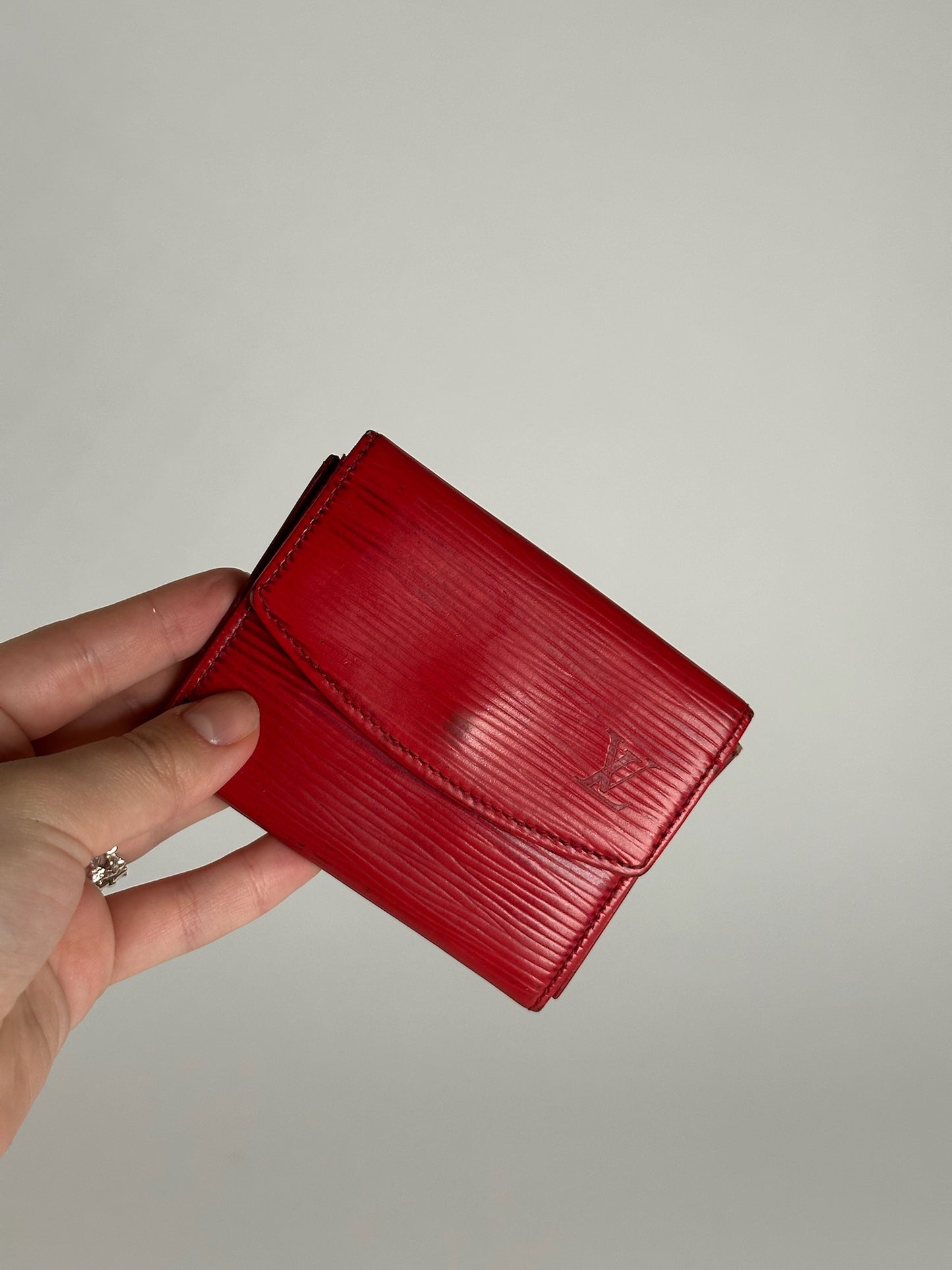 Vintage Louis Vuitton EPI Leather Card Holder red