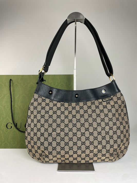 Vintage Gucci Canvas Hobo Bag Brown