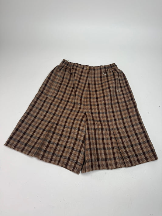 Vintage Dior Checked Wool Shorts M Brown