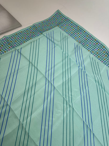 Vintage Dior Logo Silk Scarf Late 1990s Aqua Green Pink