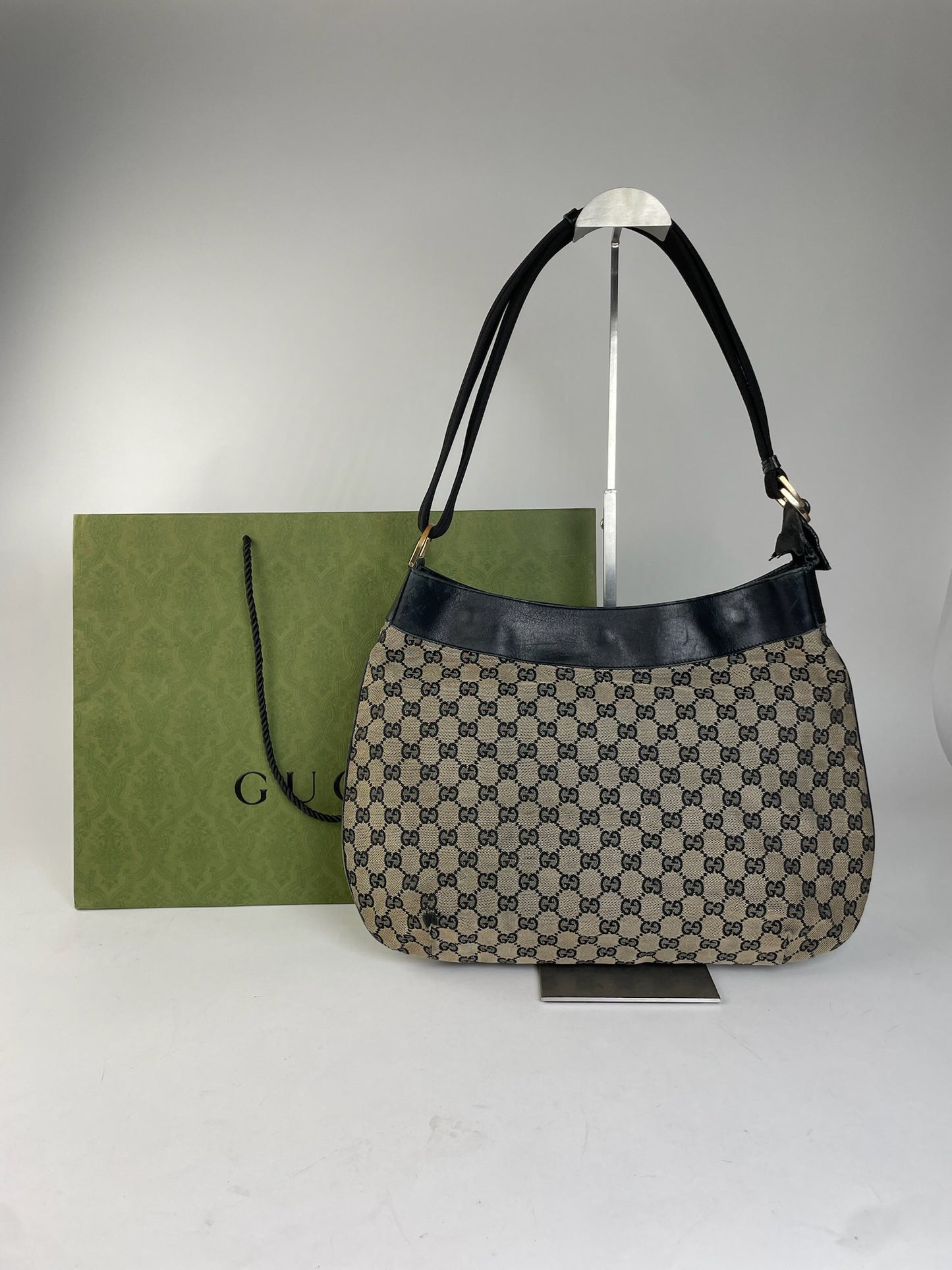 Vintage Gucci Canvas Hobo Bag Brown