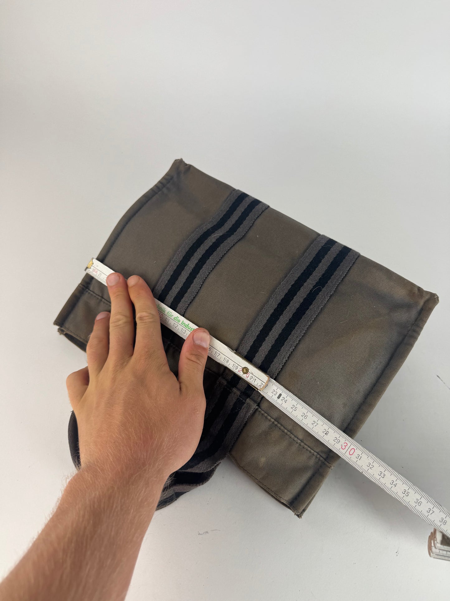 Mini sac fourre-tout vintage en toile Hermès gris