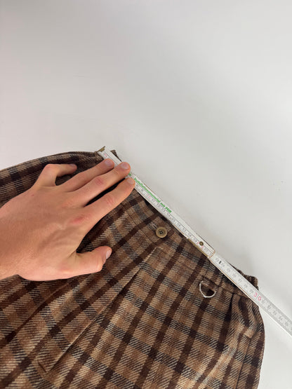 Vintage Dior Checked Wool Shorts M Brown