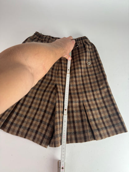 Vintage Dior Checked Wool Shorts M Brown