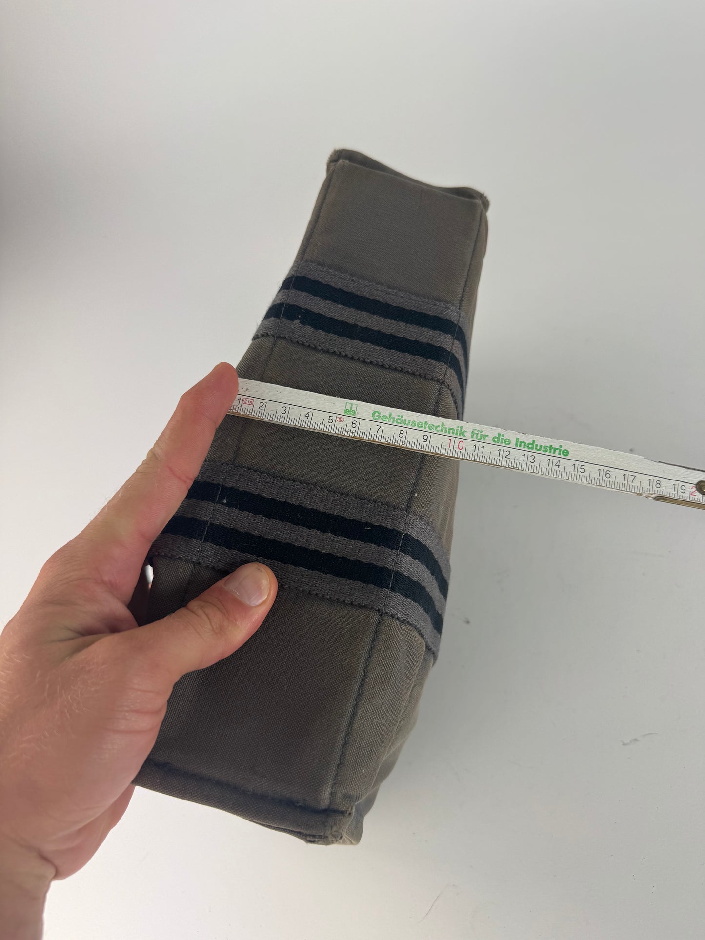 Mini sac fourre-tout vintage en toile Hermès gris