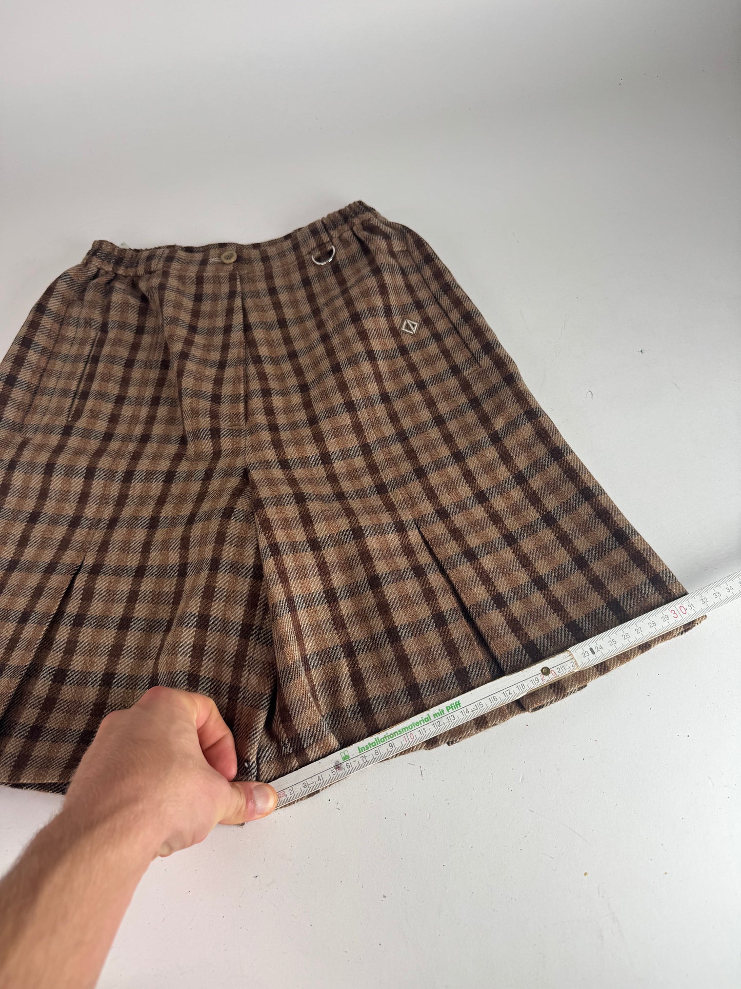 Vintage Dior Checked Wool Shorts M Brown