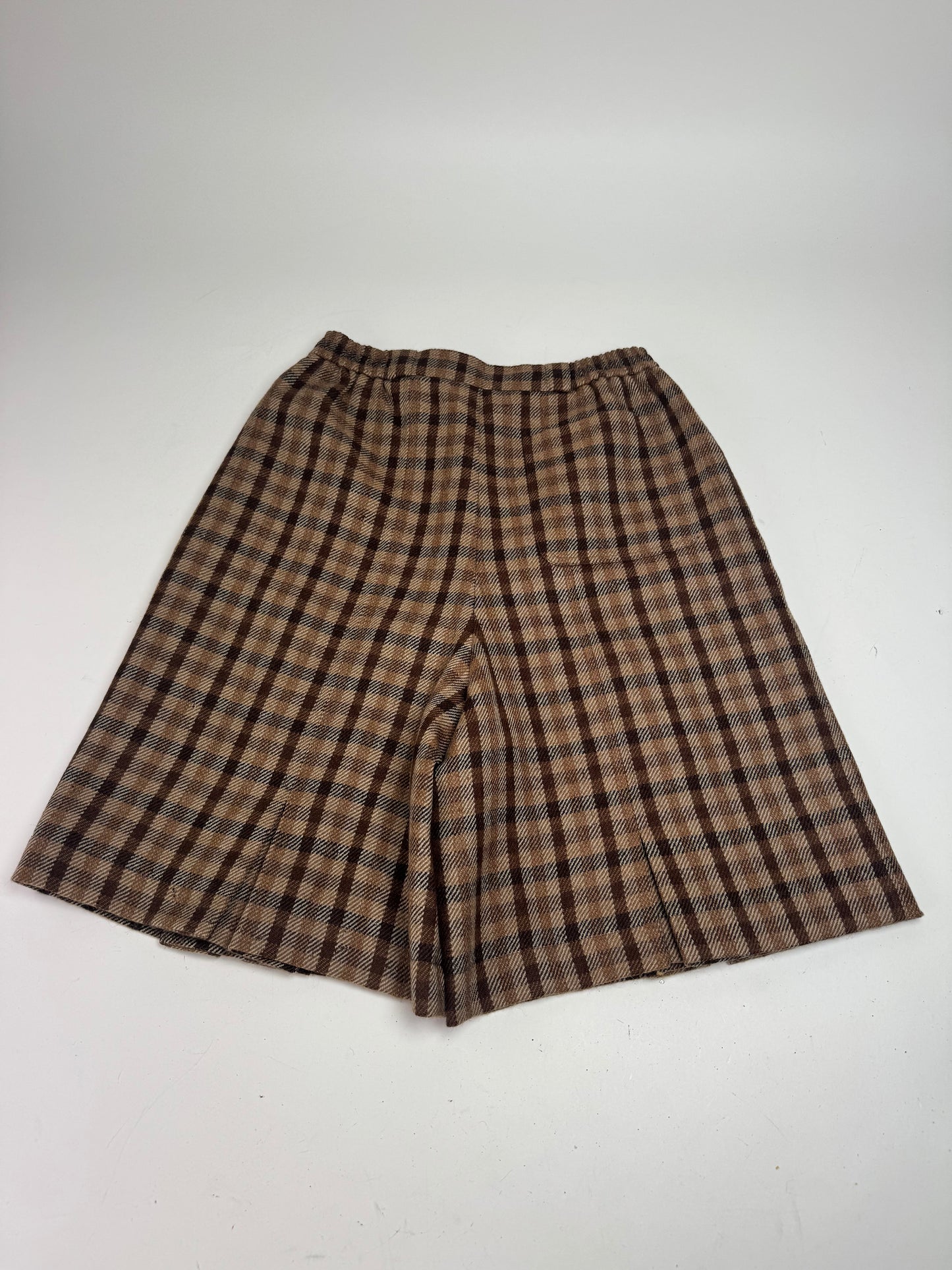 Vintage Dior Checked Wool Shorts M Brown