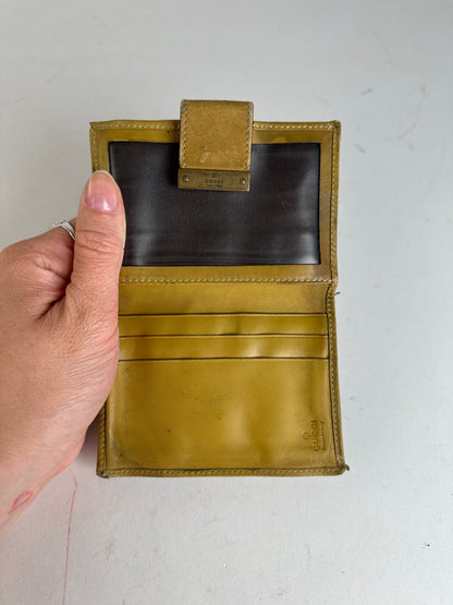 Vintage Gucci Monogram Leather Card Holder Beige Brown