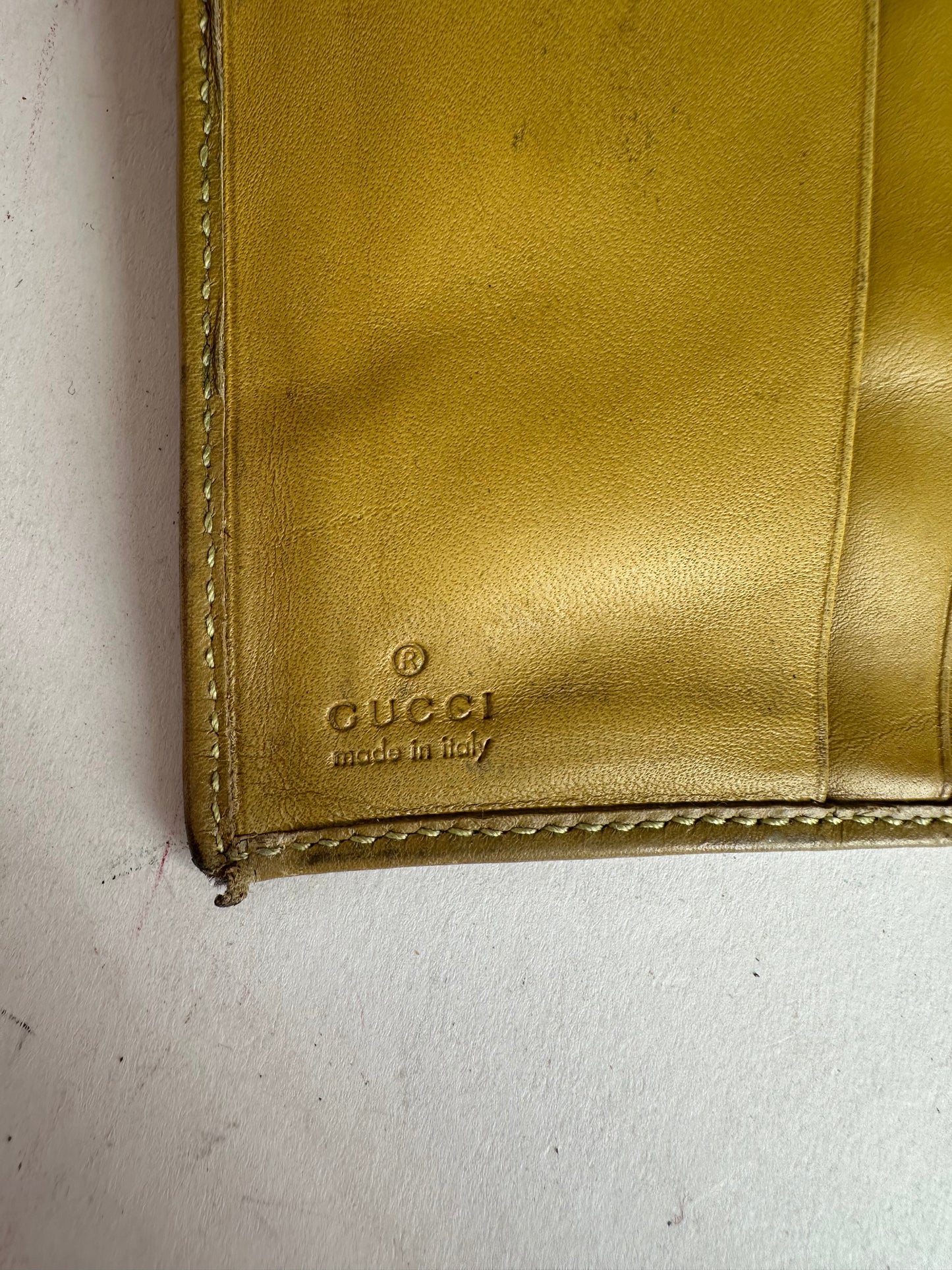 Vintage Gucci Monogram Leather Card Holder Beige Brown