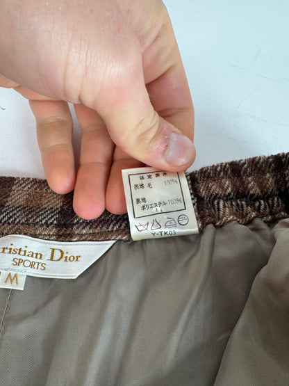 Vintage Dior Checked Wool Shorts M Brown