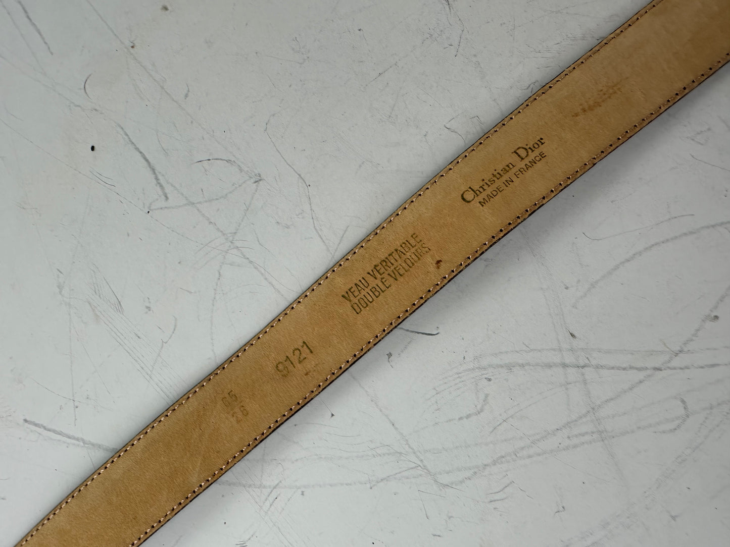 Vintage Dior CD Logo Leather Belt Brown Gold