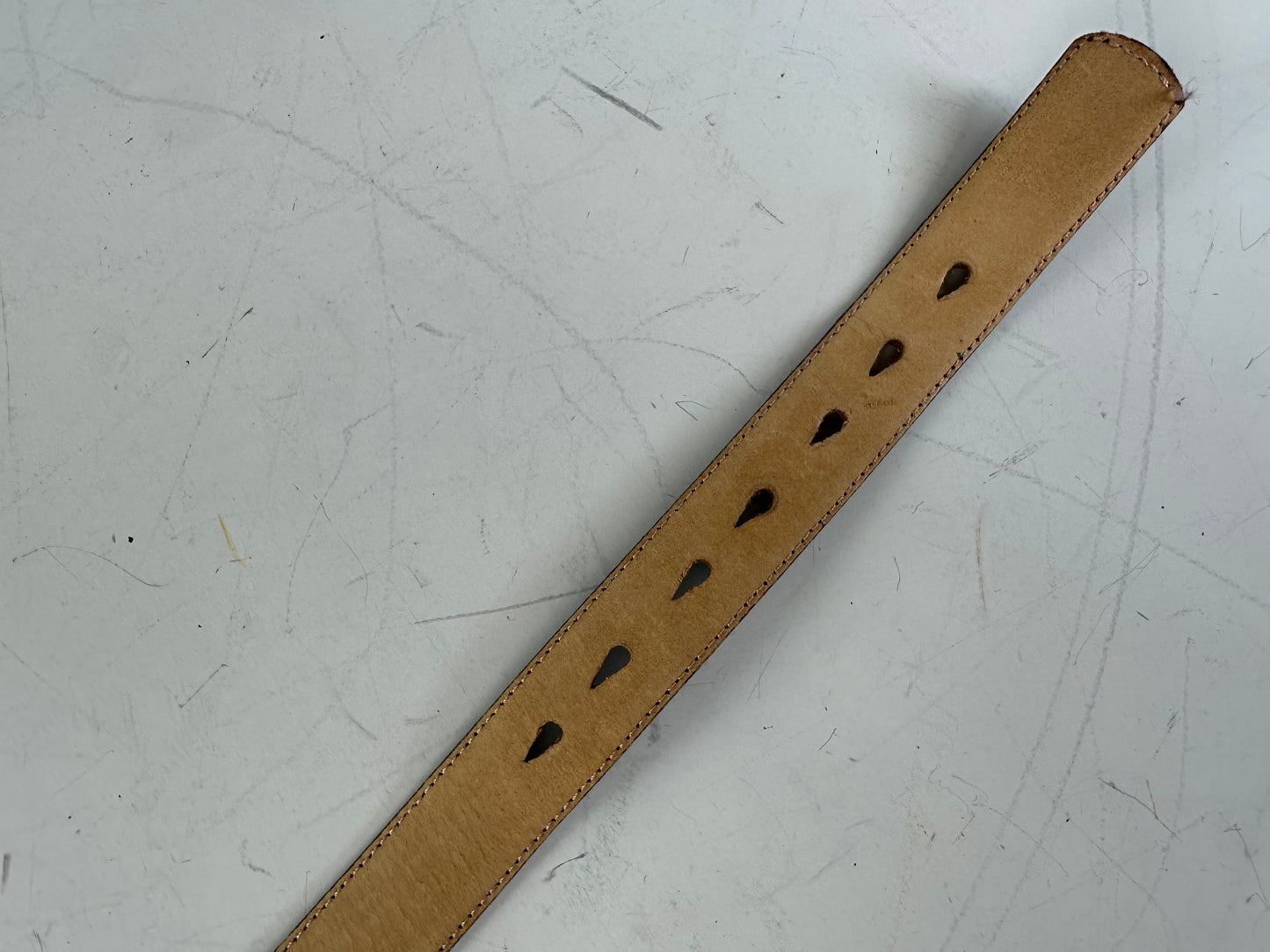 Vintage Dior CD Logo Leather Belt Brown Gold