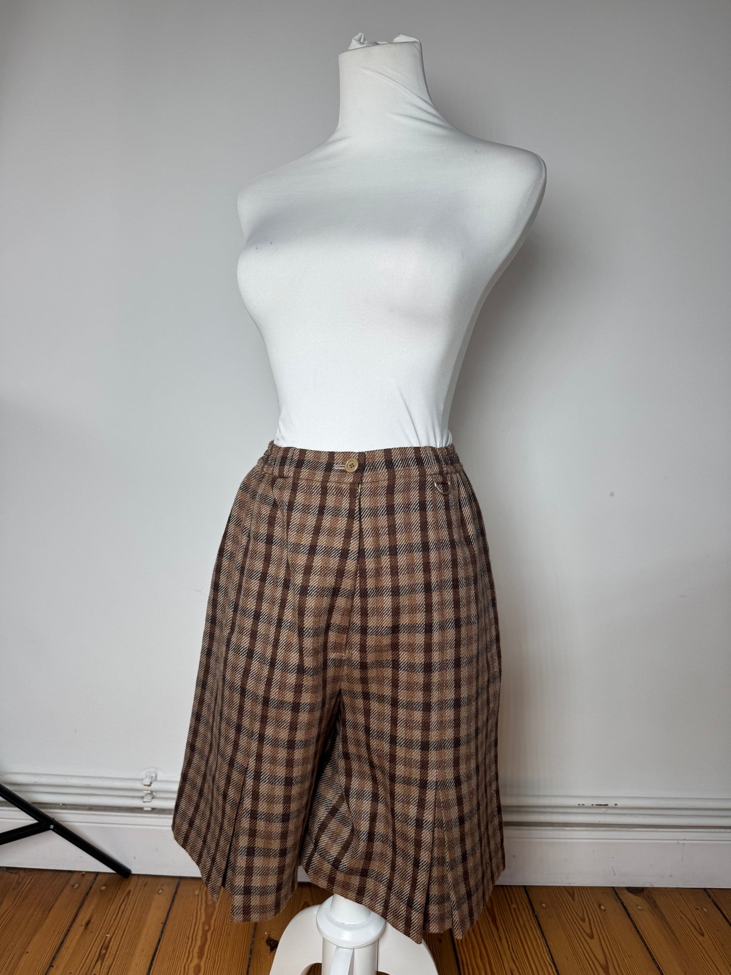 Vintage Dior Checked Wool Shorts M Brown