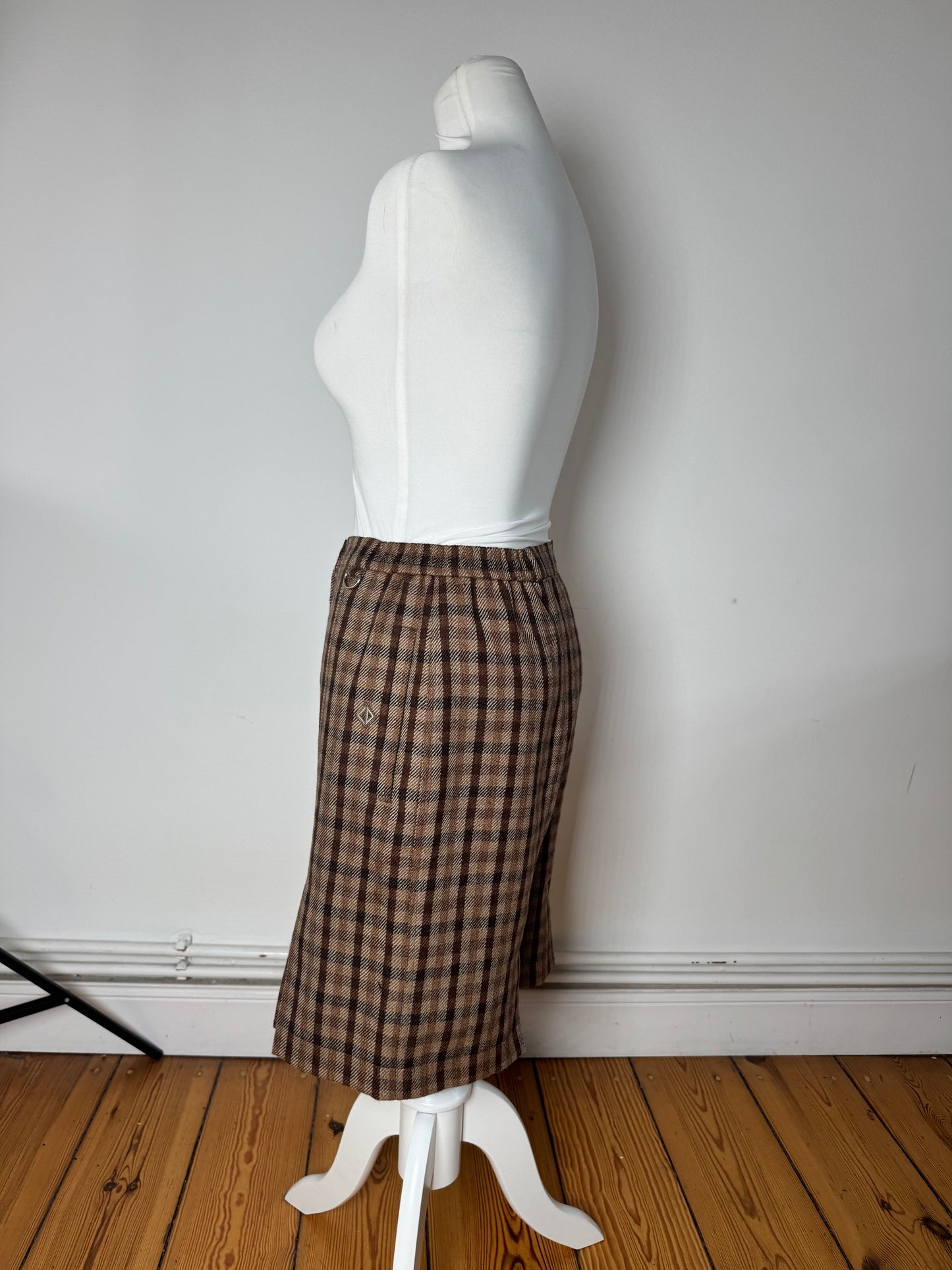 Vintage Dior Checked Wool Shorts M Brown