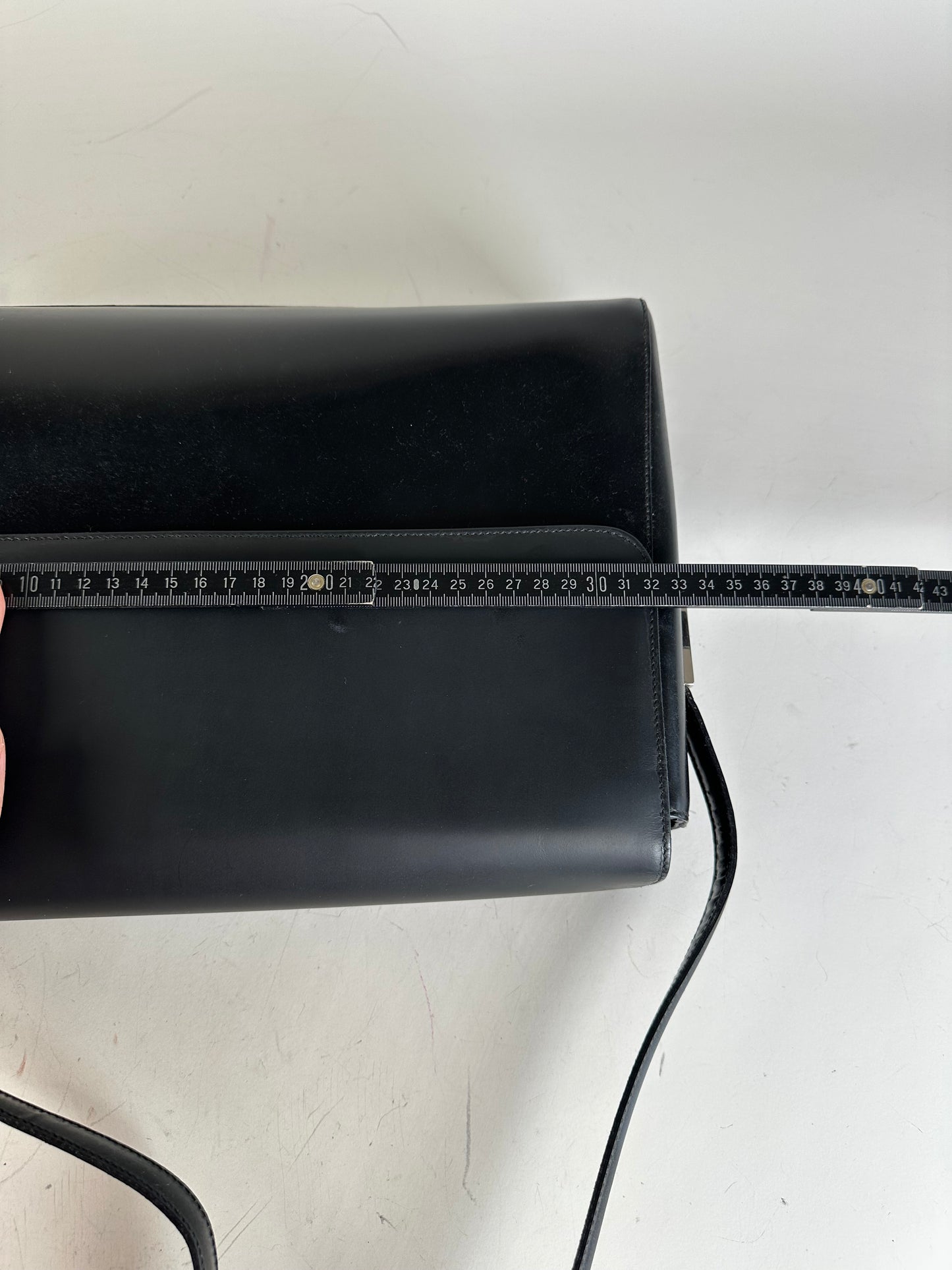 Vintage Gucci Smooth Leather Shoulder Bag Black Silver