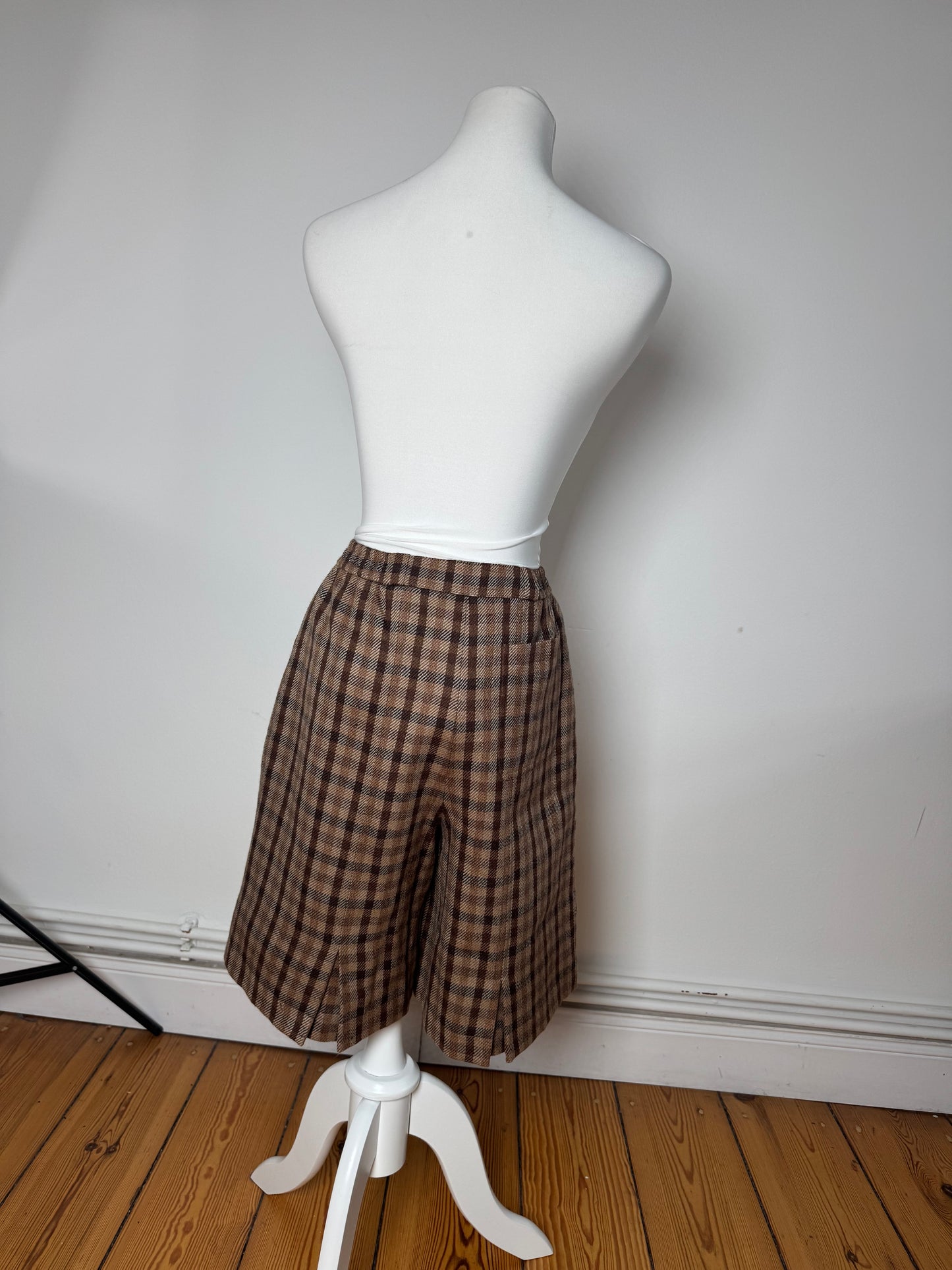 Vintage Dior Checked Wool Shorts M Brown